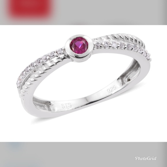 Lab Created White Sapphire and Lab Created Ruby - Picture 1 of 5